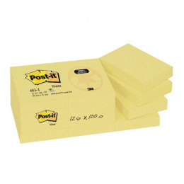 3M PostIt Note Recycled 38x51mm Canary 653-1