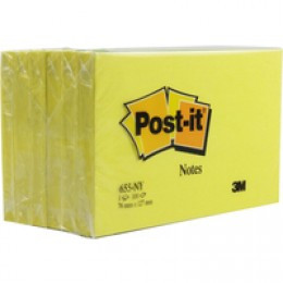 3M PostIt Note 127x76mm Neon Yellow 655N