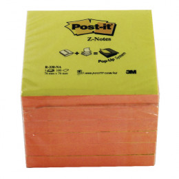 3M PostIt ZNote 76x76mm Neon Pink Yellow