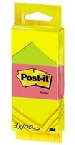 3M PostIt Note 38mmx51mm Pk3 Neon 6812