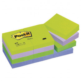 3M PostIt Cool Neon Rainbow Pk12 38x51mm