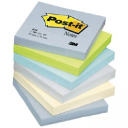 3M PostIt Cool Pastel Rainbow Pk6 76x76mm