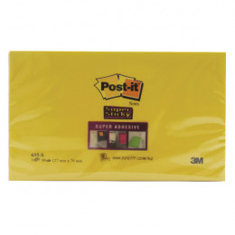 3M PostIt SuperSticky 76x127 Yellow 655S6