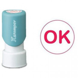 XStamper Preinked Circ Word Stamp/Ok Red