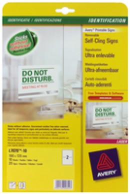 Avery Remove Cling Signs 190X135Mm Pk10