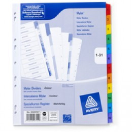 Avery Mylar Extra Wide 1-31 Dvdr Ast
