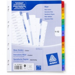 Avery Mylar Xtra Wide 1-12 Dvdr Ast