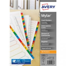 Avery Mylar Div Bright White 1-15 A4 FPC