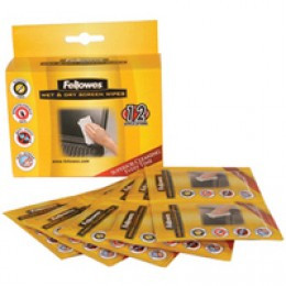 Fellowes Wet/Dry Screen Cleaning Wipes