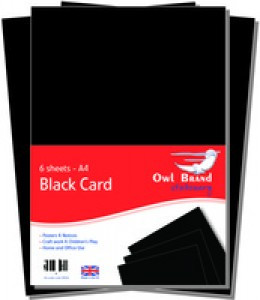 Owl A4 6 Sheet Card Black OBS06