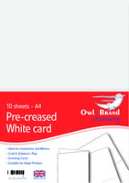 Owl A4 10 Pre-Creased Cards White OBS128