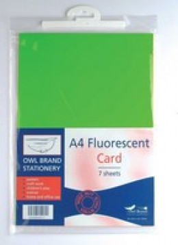 Owl Brand Fluo Card A4 Astd 7Sht OBS01