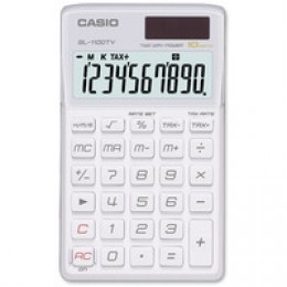 Casio Pocket Calculator White SL-100TV-WE