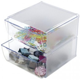 Deflecto 2-Drawer Cube Crystal DE350101