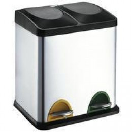 GPC Recyclng Pedal Bin 2 Compart Stainless Steel