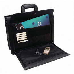 Monolith Leather Look Doc Brief Case Black