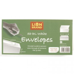 Lion DL Peel/Seal Envelopes Pk50 White M32500