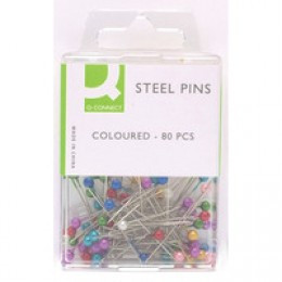 Q-Connect Steel Pin Colour Pk80 Assorted P10