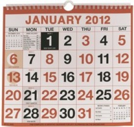 Wirebound Calendar 249x231mm 2012