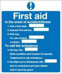 First Aid Notice 230x195mm PVC M27A/R
