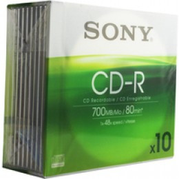 Sony CD-R 80min 52X Slim P10 10CDQ80NSLD