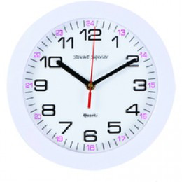 Stewart 24Hr White Plastic Wall Clock
