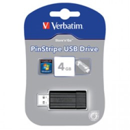 Verbatim Pinstripe USB Drv 4Gb Black 49061