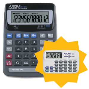 Aurora Calculator Desktop Battery/Solar-power 12 Digit Ref DT85V [FREE Currency Converter ] Jan-Mar 2010