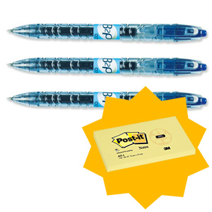 Pilot Begreen B2P Rollerball Pen Recycled Blue Ref 054101003 [Pack 10 and Post-It Notes] Jan-Mar 2010
