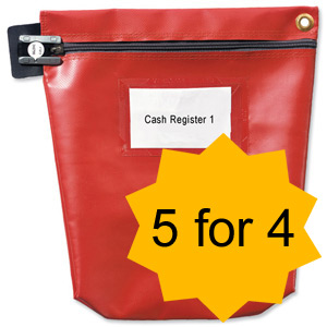 Versapak Cash Bag Tamper-Evident Zip Medium W267xD50xH267mm Red Ref CCB0 [5 For 4] Jan-Mar 2012