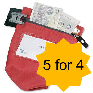 Versapak Cash Bag Tamper-Evident Zip Small W178xD50xH152mm Red Ref CCB0 [5 For 4] Jan-Mar 2012