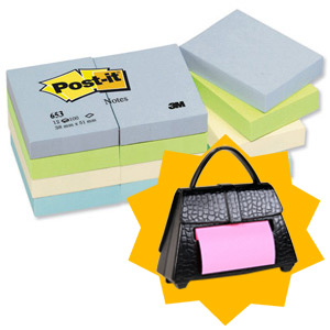 Post-it Colour Notes 38x51mm Cool Pastel Ref 653ML [Pack 12][Buy 2 Packs & FREE Dispenser] Jan-Mar 2012