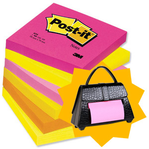 Post-it Warm Neon Notes 76x76mm Ref 654TF [Pack 6] [Buy 2 Packs & FREE Dispenser] Jan-Mar 2012