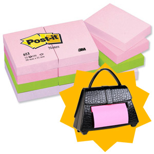 Post-it Warm Pastel Notes 38x51mm Ref 653FL [Pack 12] [Buy 2 Packs & FREE Dispenser] Jan-Mar 2012