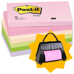 Post-it Warm Pastel Notes 76x127mm Ref 655Fl [Pack 12]  [Buy 2 Packs & FREE Dispenser] Jan-Mar 2012