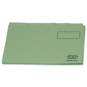 Elba Tabbed Folder Recycled Heavyweight 290gsm Foolscap Green Ref 100090235 [Pack 100]