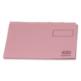 Elba Tabbed Folder Recycled Heavyweight 290gsm Foolscap Pink Ref 100090236 [Pack 100]