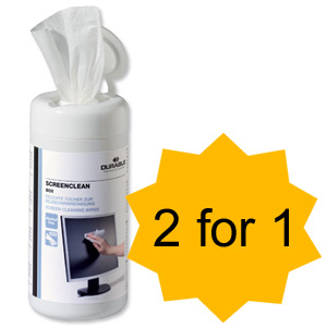 Durable Screenclean Moist Low Lint Cleaning Wipes Pre-saturated Ref 5736 [Tub 100] [2 For 1] Jan-Mar 2012