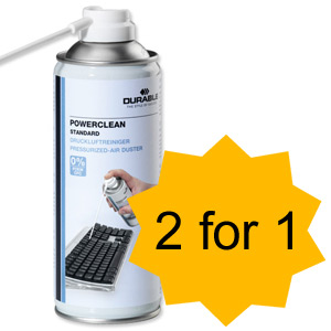 Durable Powerclean Standard Air Duster Flammable 400ml Ref 5796 [2 For 1] Jan-Mar 2012