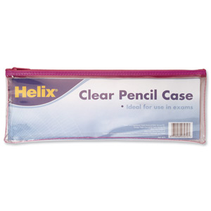 Helix Clear Pencil Case 330x125 Ast Pk12