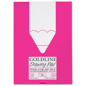 Goldline Standard Drawing Pad Cartridge Paper Acid-free 50pp 120gsm A3 Ref GPS3A3Z