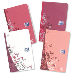 Oxford PopNotes Booklet Ruled 48pp 90gsm 90x140mm Butterfly Pinks Assorted Ref N003162 [Pack 4]