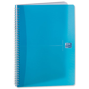 Oxford Office My Colours Notebook Wirebound Plastic Ruled 180pp 90gsm A4 Aqua Ref 100105380 [Pack 5]