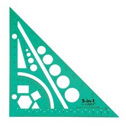 Linex 5-In-1 Easy-Draw Drawing Aid Ruler Set Square Protractor Compass Tinted Green Ref LXG5IN1