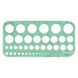 Linex Circle Template with Tangential Squares Protractor and 45 1mm-36mm Circles 260x130mm Ref LXG1217T