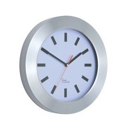 Alba Techtime Wall Clock Quartz with Plastic Lens and Brushed Aluminium Case Diameter 300mm Ref HORALU
