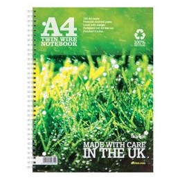 Silvine Everyday Notebook Recycled Wirebound Punched Ruled 104pp 70gsm A4 Ref TWRE80 [Pack 12]