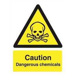 Stewart Superior Caution Dangerous Chemicals Sign Self Adhesive Vinyl 150x200mm Ref WO142SAV
