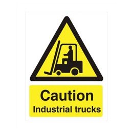 Stewart Superior Caution Industrial Trucks Sign Self Adhesive PVC 150x200mm Ref WO135PVC