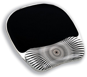 Fellowes Black Starburst Mouse Mat Pad with Wrist Rest Gel Non-skid Ref 90055